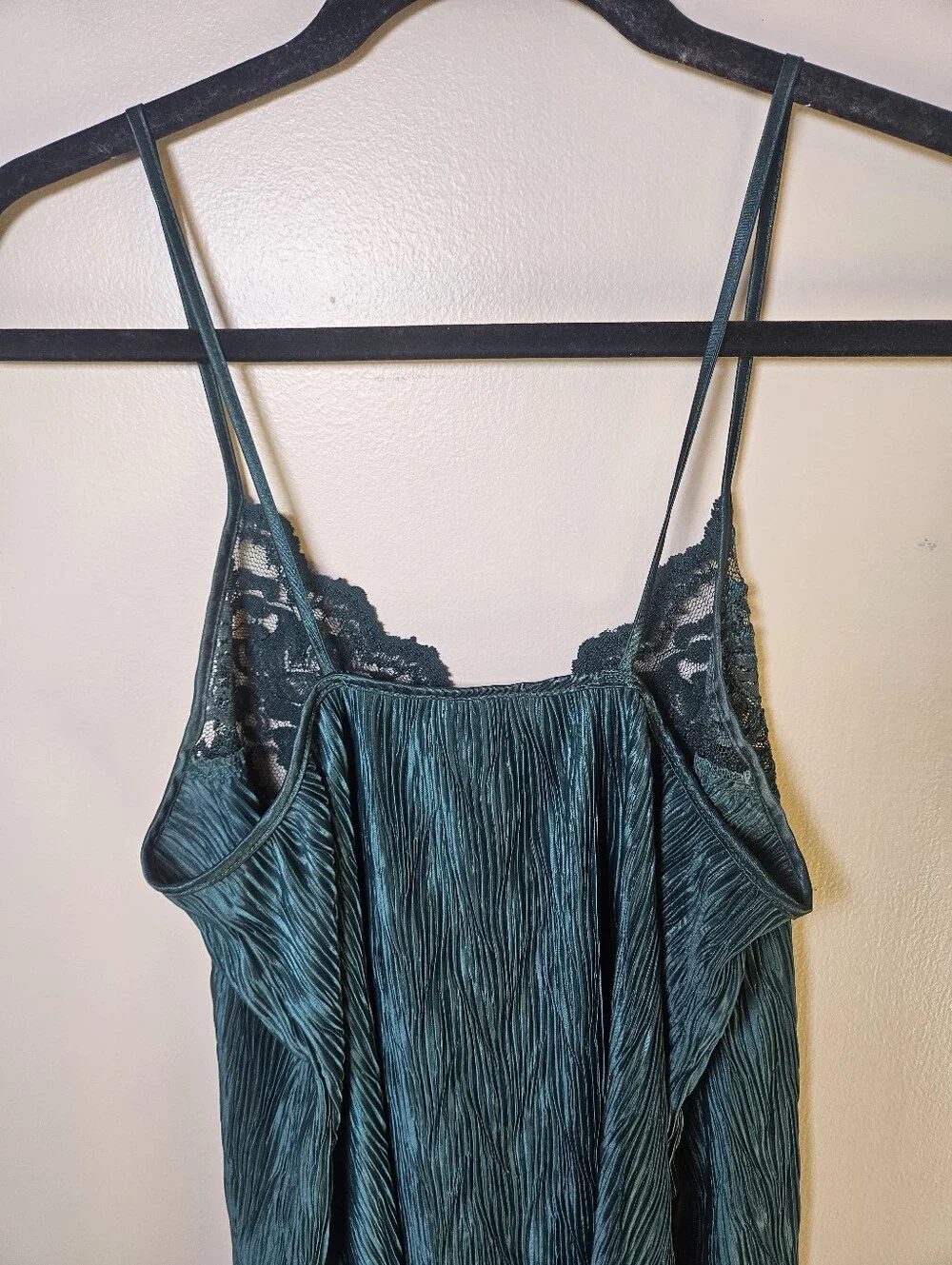 Dentelle Green Vintage Satin Mini Chemise Sexy Babydoll Nightgown Lingerie MED - Picture 7 of 10